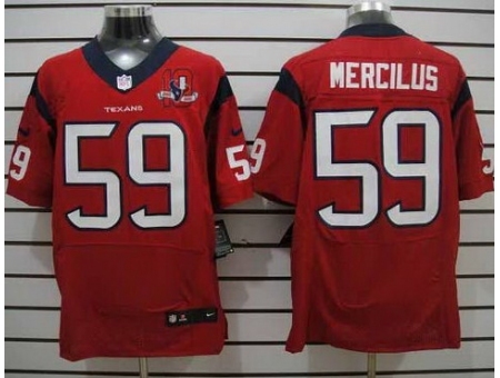 Nike Houston Texans 59 Whitney Mercilus Red Elite W 10th Patch NFL Jersey