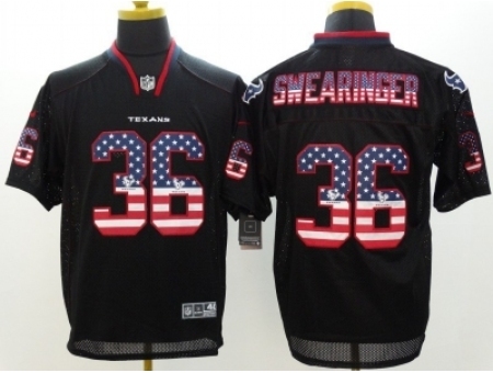 Nike Houston Texans 36 D.J. Swearinger Black Elite USA Flag Fashion NFL Jersey