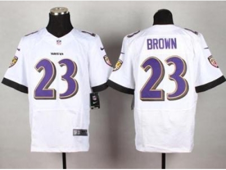 Nike Baltimore Ravens 23 Chykie Brown White Elite NFL Jersey