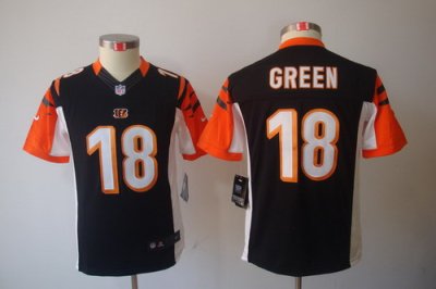 Youth Nike Cincinnati Bengals 18# A.J.Green Black Color[Youth Limited Jerseys]