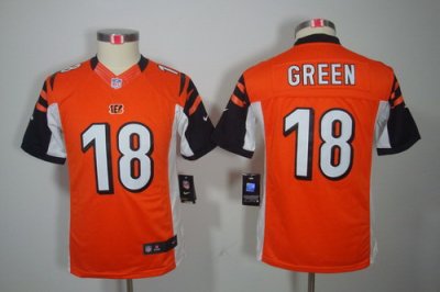 Youth Nike Cincinnati Bengals 18# A.J.Green Orange Color[Youth Limited Jerseys]