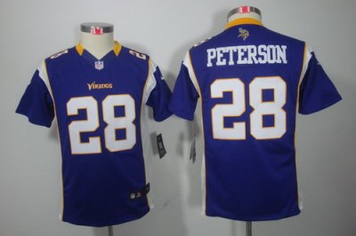 Nike Youth Minnesota Vikings #28 Peterson Purple Color[Youth Limited Jerseys]