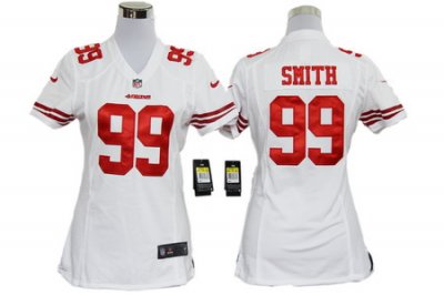 Women Nike NFL San Francisco 49ers 99# Aldon Smith White Jersey