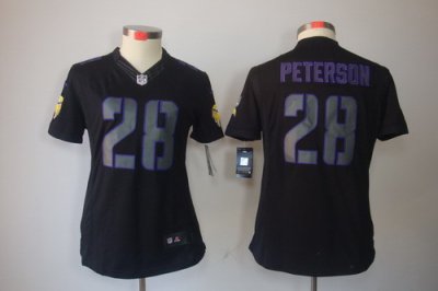 Women Nike Minnesota Vikings #28 Peterson Black Jerseys[Impact Limited]