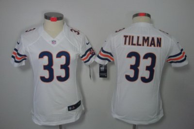 Women Nike Chicago Bears 33# Charles Tillman White Color Women Limited Jerseys