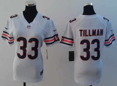 Women Nike Chicago Bears 33 Charles Tillman White NFL Jerseys