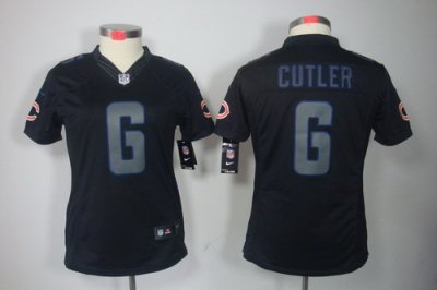 Women Nike Chicago Bears 6# Jay Cutler Black Jerseys[Impact Limited]