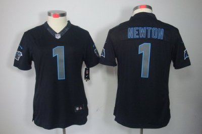 Women Nike Carolina Panthers 1# Newton Black Jerseys[Impact Limited]