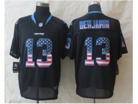 Nike Carolina Panthers 13 Kelvin Benjamin Black Elite USA Flag Fashion NFL Jersey