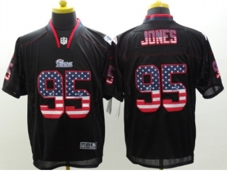 Nike New England Patriots 95 Chandler Jones Black Elite USA Flag Fashion NFL Jersey