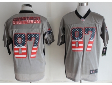 Nike New England Patriots 87 Rob Gronkowski Grey Elite USA Flag Fashion Shadow NFL Jersey