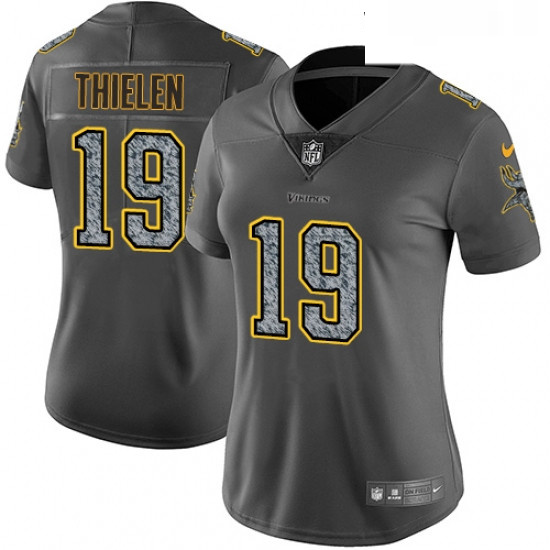 Womens Nike Minnesota Vikings 19 Adam Thielen Gray Static Vapor Untouchable Limited NFL Jersey