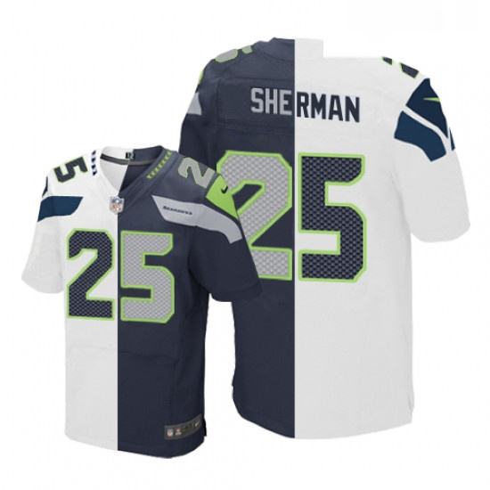 Mens Nike Seattle Seahawks 25 Richard Sherman Elite NavyWhite Sp