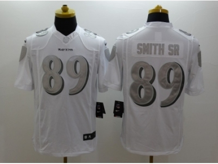 Nike Baltimore Ravens 89 Steve Smith Sr White Game Platinum NFL Jersey