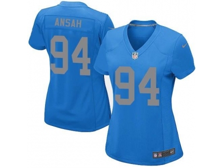 Nike NFL Detroit Lions #94 Ziggy Ansah Elite Women's Blue Altern