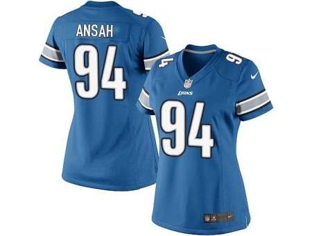 Nike NFL Detroit Lions #94 Ziggy Ansah Elite Women's Light Blue Team Color Jersey