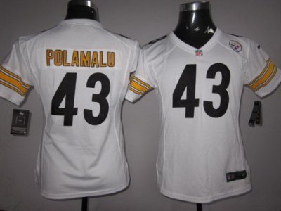 Women Nike Pittsburgh Steelers 43# Popamalu White Nike NFL Jerseys