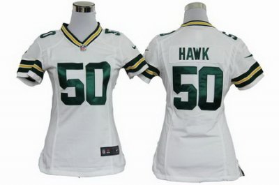 Women Nike Green Bay Packers 50 A.J.Hawk White Nike NFL Jerseys