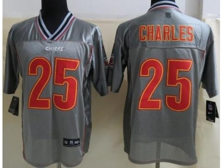 Nike Kansas City Chiefs 25 Jamaal Charles Grey Elite Vapor NFL Jersey