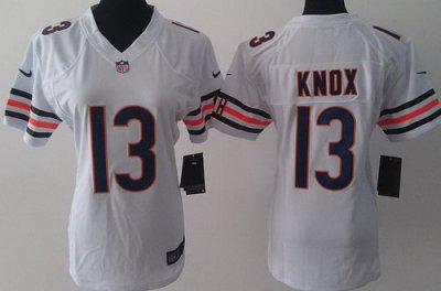 Women Nike Chicago Bears 13 Johnny Knox White LIMITED Jerseys