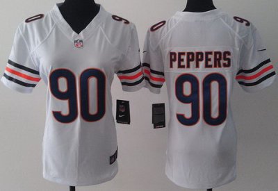 Women Nike Chicago Bears 90 Julius Peppers White LIMITED Jerseys