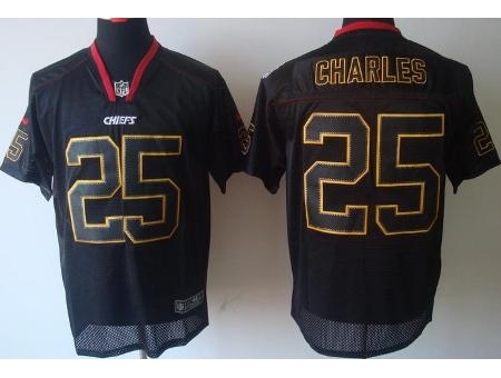 Nike Kansas City Chiefs 25 Jamaal Charles Black Elite Light Out 