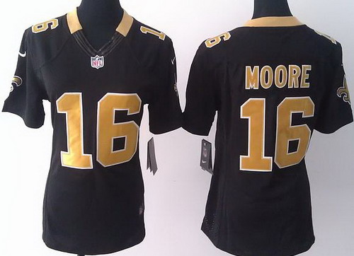 Women Nike New Orleans Saints 16 Lance Moore Black LIMITED Jerseys