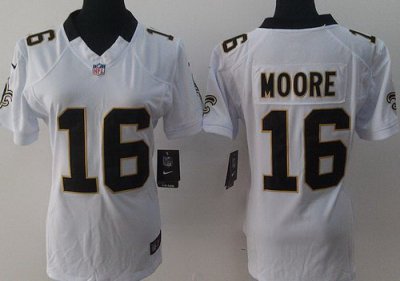 Women Nike New Orleans Saints 16 Lance Moore White LIMITED Jerseys