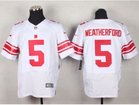 Nike New York Giants 5 Steve Weatherford white Elite NFL Jersey