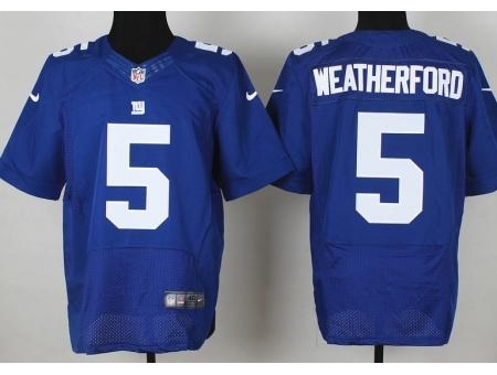 Nike New York Giants 5 Steve Weatherford Blue Elite NFL Jersey