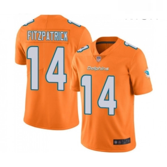 Mens Miami Dolphins 14 Ryan Fitzpatrick Limited Orange Rush Vapor Untouchable Football Jersey