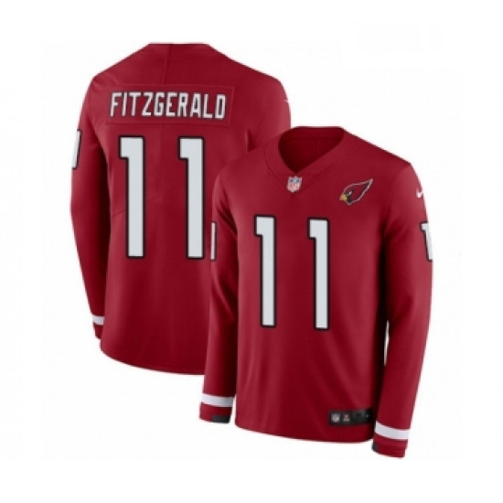 Men Nike Arizona Cardinals 11 Larry Fitzgerald Limited Red Therma Long Sleeve NFL Jersey