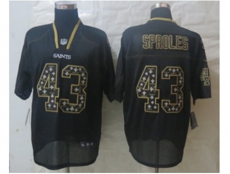 Nike New Orleans Saints 43 Darren Sproles Black Elite Lights Out Fashion NFL Jersey