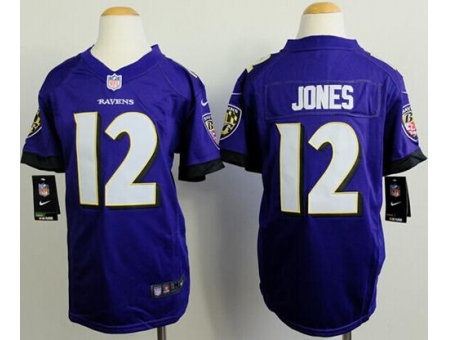 Youth Nike Baltimore Ravens #12 Jacoby Jones Purple Team Color Stitched NFL New Elite Jersey