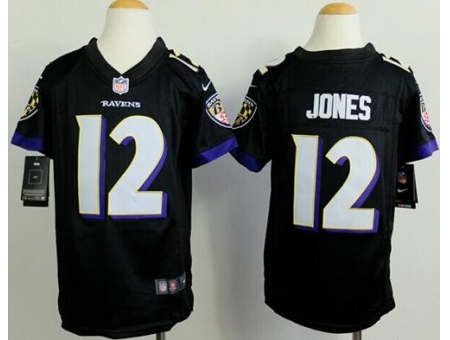 Youth Nike Baltimore Ravens #12 Jacoby Jones Black Alternate Stitched NFL New Elite Jersey