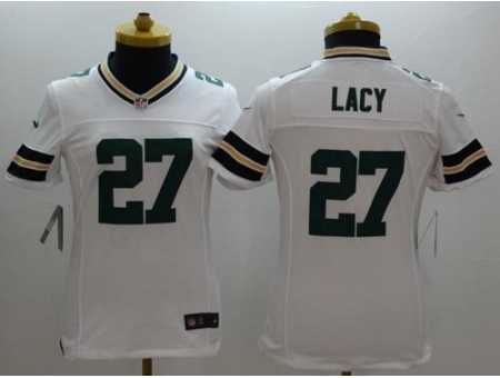 Women's Nike Green Bay Packers #27 Eddie Lacy White Stitched NFL Limited Jersey