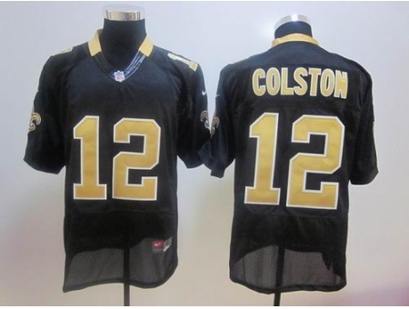 Nike New Orleans Saints 12 Marques Colston black Elite Jersey