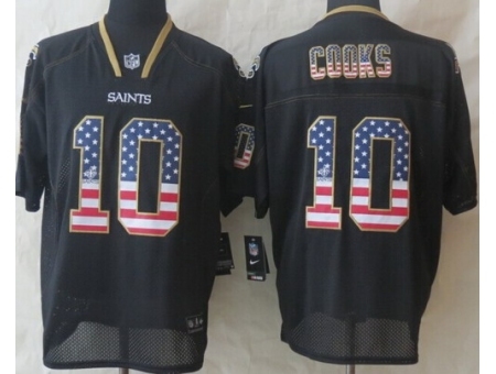 Nike New Orleans Saints 10 Brandin Cooks Black Elite USA Flag Fashion NFL Jersey