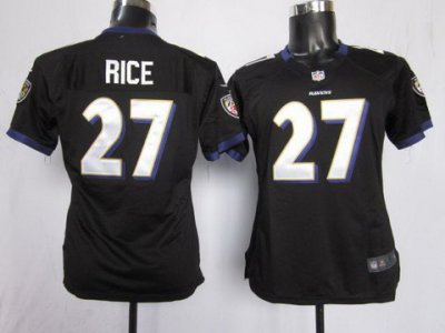 Women Nike Baltimore Ravens 27 Rice Black Nike NFL Jerseys