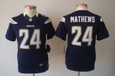 Youth Nike San Diego Chargers 24# Ryan Mathews Blue Limited Jerseys