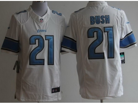 Nike Detroit Lions 21 Reggie Bush White Limited NFL Jersey