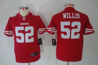 Youth Nike San Francisco 49ers 52# Willis Authentic Red Limited 