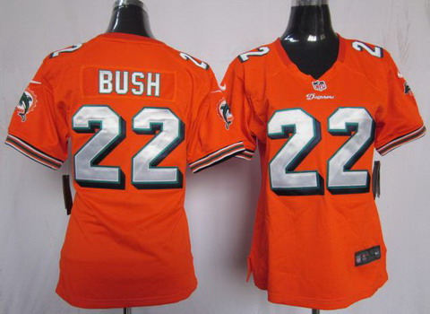 Women Nike Miami Dolphins 22 Bush Orange Jerseys