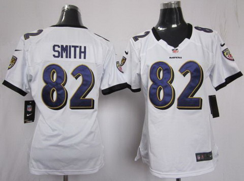 Women Nike Baltimore Ravens 82 Torrey Smith White Jerseys