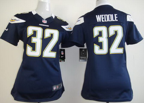 Women Nike San Diego Chargers 32 Eric Weddle Dark Blue NFL Jerseys