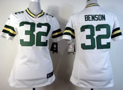 Women Nike Green Bay Packers #32 Cedric Benson White NFL Jerseys