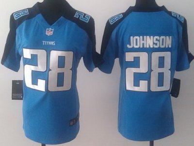 Women Nike Tennessee Titans 28 Chris Johnson Light Blue NFL Jerseys