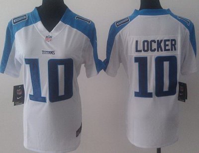 Women Nike Tennessee Titans 10 Jake Locker White NFL Jerseys