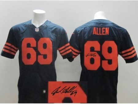 Nike Chicago Bears 69 Jared Allen Blue Elite Orange Number Signed NFL Jersey