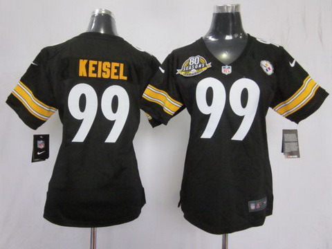 Women Nike Pittsburgh Steelers 99# Brett Keisel Black Jersey W 80th Pa-tch